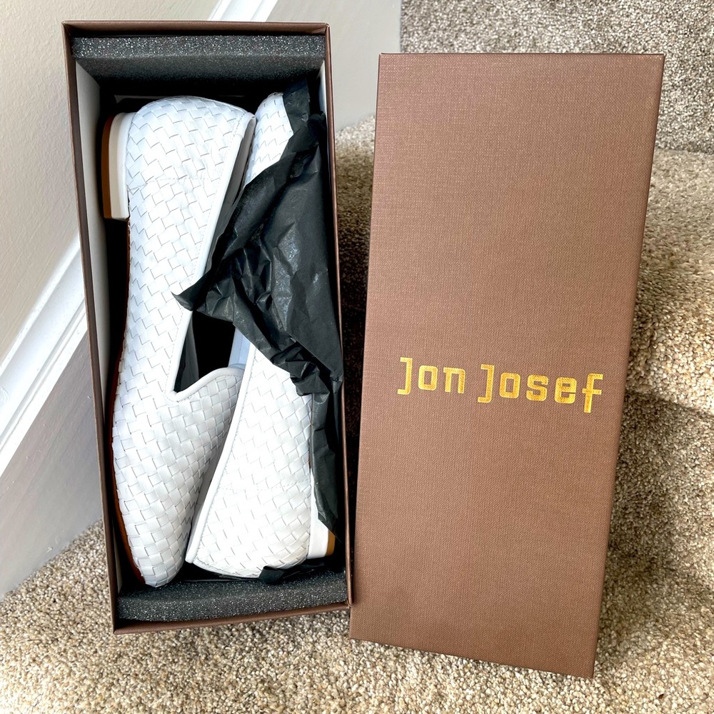 Jon Josef - White Woven Trenzado Loafers - Size 9.5